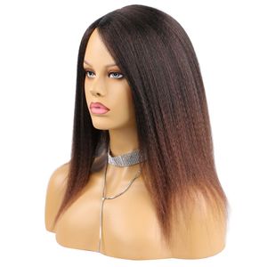 Synthetische pruiken 14 inch Yaki Hair Wig Natural Soft Afro Kinky rechtstreeks voor Afrikaanse vrouwen dagelijks gebruik 230425