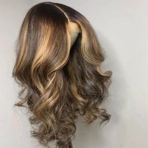 Synthetische Pruiken 150 Dichtheid Hoogtepunt Blonde BodyWave Zijden Top Je Dubbelgetrokken Kosjer Europees Menselijk Haar Pruik Voor Vrouwen 231214