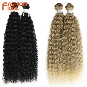 Perruques synthétiques 22 pouces cheveux synthétiques naturels crépus bouclés vague 2 pcs/lot résistant à la chaleur Ombre armure faisceaux 230227