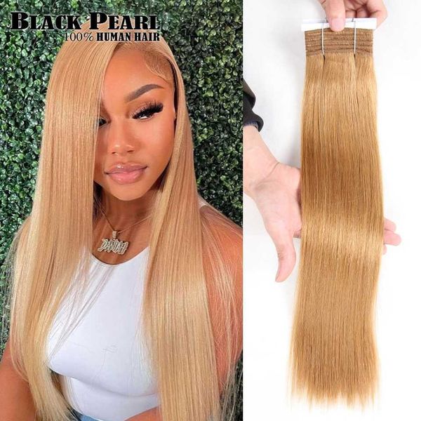 Pelucas sintéticas 27# Honey Rubia Brasil Brasileño Human Bundles Human Hair % Virgin Human Hair S Brasilian Hair Weave 1 3 Bundles Y240401