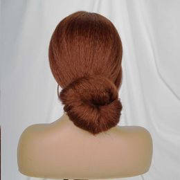 Perruques synthétiques 28 30 longues perruques droites crépues brunes pour femmes Yaki perruques droites sans colle cheveux synthétiques perruques quotidiennes chaleur température sans colle HKD230818