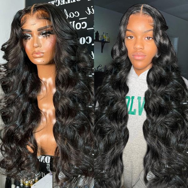 Perruques synthétiques 30 40 pouces Body Wave Lace Front Wig 13x6 Cheveux humains Lace Frontal Wig Transparent 5x5 Lace Closure Wig T Part Lace Wigs For Women 230821