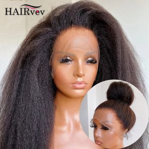 Synthetische pruiken 30 inch kinky recht transparant kanten front menselijk haar voor vrouwen yaki gluess closure pruik 230821