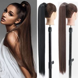 Synthetische pruiken 34 inch synthetische staart haar clip in nep haarstukje blonde wrap rond pigtail lange gladde overhead staart 230629