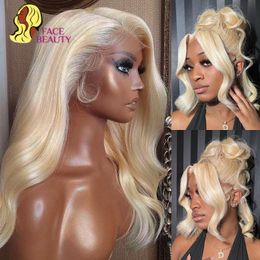 Perruques synthétiques 360 Lace Frontal 613 Blonde 13x4 13x6 Body Wave Front Preplumed Human brésilien 30 32 pouces 230629