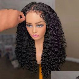 Perruques synthétiques 360 en dentelle frontale Human Hum Wave Deep Binky Curly Wig Brazilian Water Hd for Women Drop Living Products DHH3V