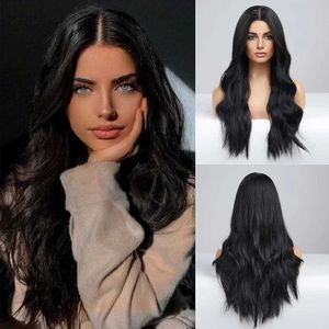 Synthetische pruiken 60,96 cm Donkerbruin Lang Golvend Synthetische pruiken voor vrouwen Natuurlijk golvend Hittebestendig haar Brunette Cosplay Kostuum Feestpruik 240328 240327