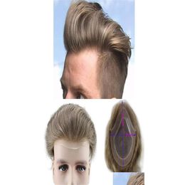 Perruques synthétiques 7 couleurs toupet de cheveux humains pour hommes naturel droit brun clair remplacement postiche européenne Remy mâle perruque 10X81207708 Dhulp