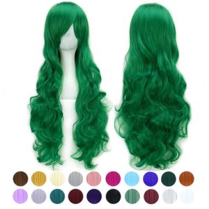 Synthetische pruiken 80 cm lang krullend haar pruik hittebestendig synthetisch haar roze groen haarstukje partij cosplay pruiken voor vrouwen 240329