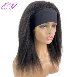 Synthetische pruiken Afrikaanse rechte hoofdband Natuurlijk Zwart Medium Lengte kapsel Dames Wig afro Kinky Gratis onderdeel Dagelijkse slijtage Ladies Haar 230425