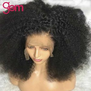 Perruques synthétiques Afro crépus bouclés perruque cheveux humains GEM 26 pouces brésilien vente dentelle avant perruques courtes pour femme noire naturel 13x4 dentelle frontale perruque 240328 240327