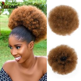 Synthetische pruiken Afro Bladerdeeg 10 inch Groot staartbroodje Haarstukje Trekkoord voor zwarte vrouwen 231013