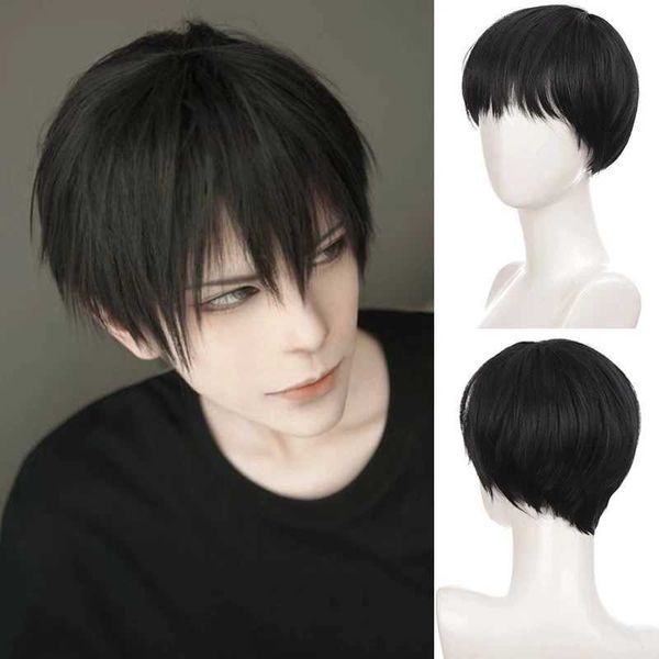 Pelucas sintéticas Ailiade Pelucas negras para hombre 12 pelucas cortas rectas con flequillo peluca sintética para mujeres hombre niño Cosplay Anime fiesta disfraz diario peluca 240328 240327