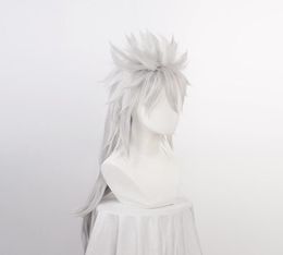 Perruques synthétiques Anime Jiraiya Long Silver Chip Pony Pony Resistant Sythentic Hair Cosplay Costume Wig Cap1993815