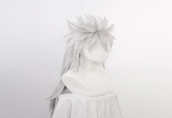 Perruques synthétiques Anime Jiraiya Long Silver Chip Ponytail Res résistant à la chaleur Sythentic Cosplay Costume Costume Cap8535265