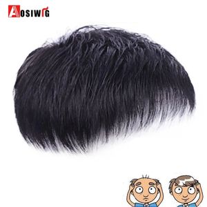 Perruques synthétiques AOSI perruque courte homme cheveux raides hommes toupet postiche remplacement synthétique cheveux raides naturel noir Topper perruque 231208