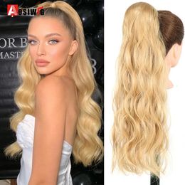 Perruques synthétiques Aosiwig queue synthétique longue bouclée pince en queue pour les femmes noir blond postiche naturelle faux faux cheveux pièce 231204