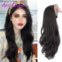 Synthetische Pruiken ALS Lange Lolita plooien Half Hoofdband Pruik Met Haarband Pluizige Clip in Naadloos Recht Krullend Q240115