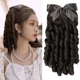 Perruques synthétiques comme queue de cheval rétro synthétique avec peigne Europen Princess Curly Ponytail Clip dans Hair Tail Natural Faux Hair 231006
