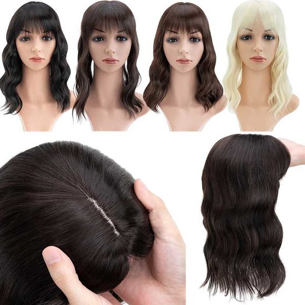 Perruques synthétiques Bangs Benehair Topper Hair Piece Invisible Seamless Straight Wig Bangs Clip Overhead Naturel Invisible Remplacement Couverture Cheveux Blancs 240329