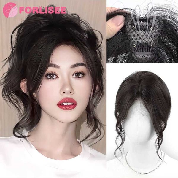 Perruques synthétiques Frange FORLISEE Liu Hai perruque femmes front naturel sens de l'atmosphère barbe de dragon Liu Hai imitation cheveux humains perruque moelleuse pièce 240328 240327