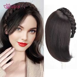 Synthetische pruiken Pony Synthetische haarstukken Hoofdband Pruik Hittebestendig Clip-in-één-delig Haar Voor Dames Topperhaar met vlechten Accessoires 240328 240327