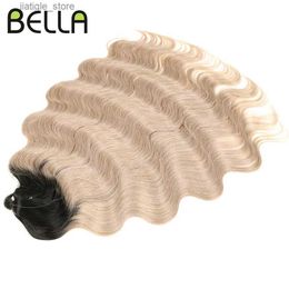 Pelucas sintéticas bella de 24 pulgadas trenzas de crochet de ola de cuerpo de cabello sintético para mujeres negras ola de aguas profundas ombre rubia trenzando cabello falso s y240401