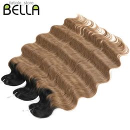 Perruques synthétiques Bella Body Wave Crochet Cheveux 24inch Softs longs Hair Synthetic Traids Goddess Ponytail Hair Wavy Ombre Blonde Fake Cheveux S Y240401