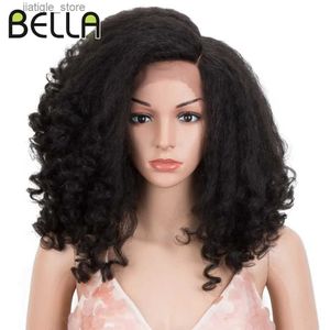 Perruques synthétiques Bella Coiffure Curly Wig Synthetic Lace Traided Dreadlock Big Hair Wig Fofs Black Femmes 14 pouces Coiffure Curly Perde avant synthétique Y240401