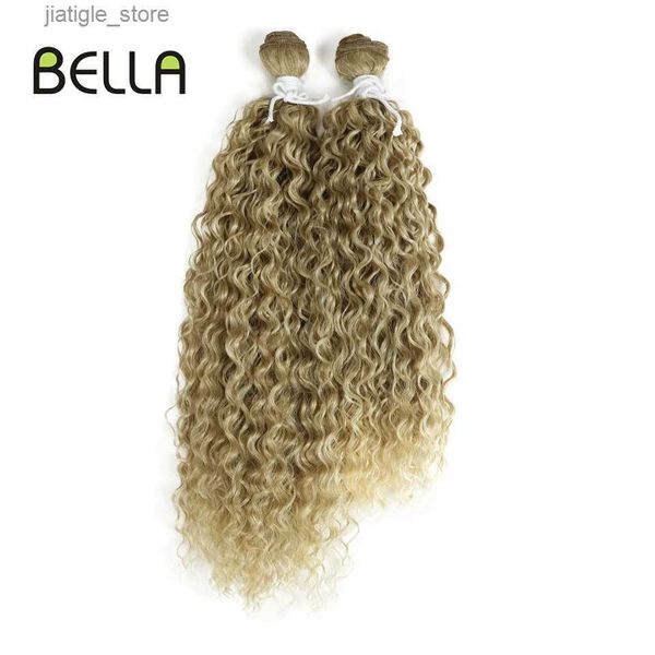 Perruques synthétiques Bella cheveux bouclés paquets synthétiques afro curls tisser les cheveux blonds argent gris ombre 2pcs / lot 18 22 pouces résistants à la chaleur y240401