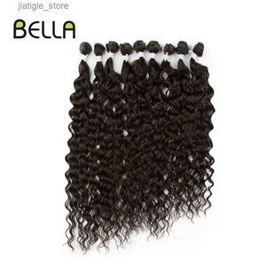 Perruques synthétiques Bella Synthétique Afro Curly Hair S Curly Weave Bio Hair Bundles tissage ombre blonde 22-26 pouces 9 PCS Fibre résistant à la chaleur Y240401