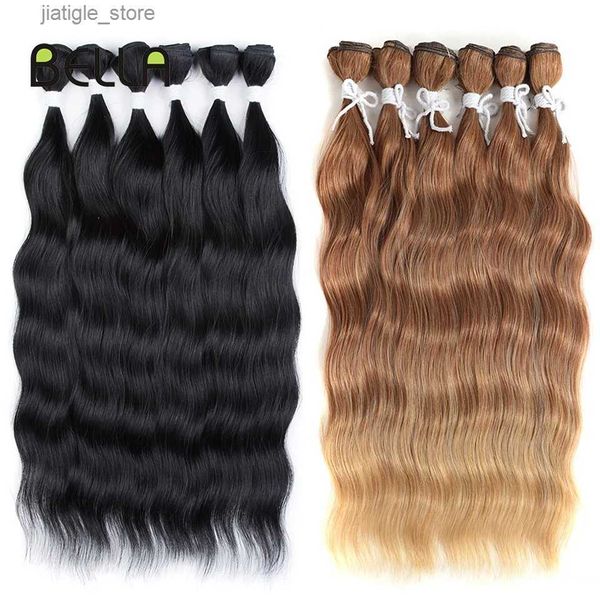 Pelucas sintéticas Bella Water Wail Wave Hair Bundles Synthetic Hair s Ombre rubia cosplay Bundles de 20 pulgadas 6 piezas de cabello falso envío y240401