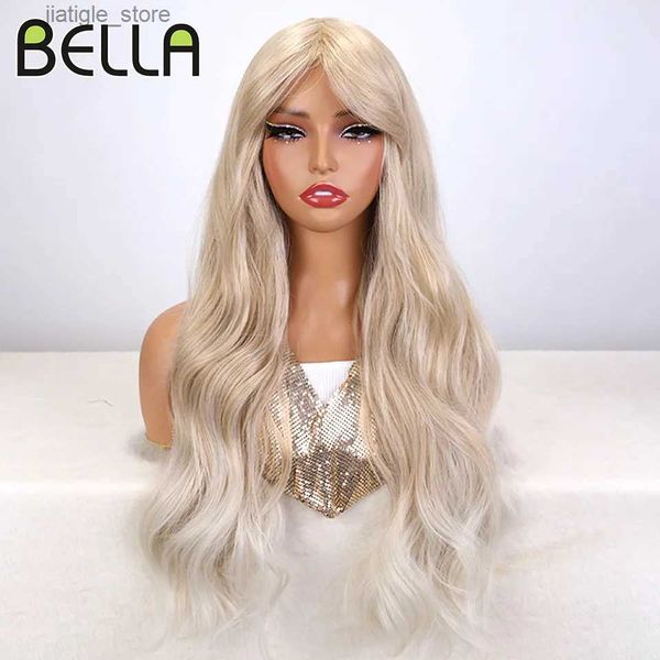 Perruques synthétiques Bella Water Wig Synthétique Perruques synthétiques 26 pouces ombre Blonde Body Wig Wig Wig résistant aux franges Cosplay Wigs pour femmes noires Y240401