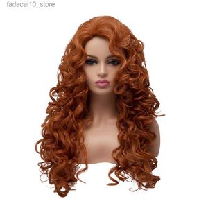 Synthetische pruiken bestung Fox Red Curly Long Hair Wigs Synthetische Halloween Cosplay Pruik voor zwarte vrouwen Q240115