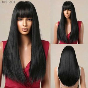 Perruques synthétiques cheveux noirs perruques droites longues pour femmes cheveux naturels perruques synthétiques cosplay résistant à la chaleur231024