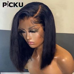 Pelucas sintéticas Hueso Recto Bob Peluca Frente de encaje Pelucas de cabello humano para mujeres Pre desplumadas 13x4 Peluca frontal de encaje transparente Pelucas cortas Cabello humano 230314