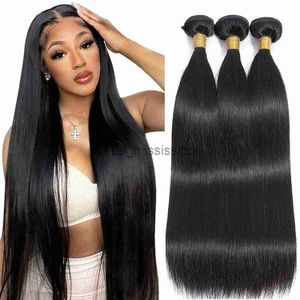 Perruques synthétiques Bone Straight Bundles Cheveux Humains 10A Bundles de cheveux brésiliens Tisser des cheveux raides vierges non transformés pour les femmes noires x0823