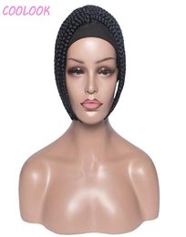 Perruques synthétiques boîte tresses bandeau pour femmes tressé sans dentelle avec Turban naturel court Bob tête enveloppement perruque Peruca Cosplay2018355