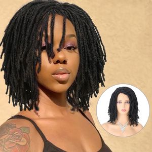 Synthetische pruiken gevlochten 10 inch haar korte bob voor vrouwen zwarte blond rode dreadlock godin faux nu locs curly twist vrouw 230413