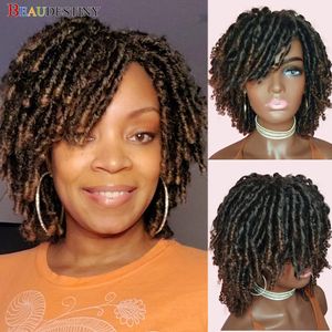 Pelucas sintéticas trenzadas para mujeres Ombre Dreadlock Negro Marrón Rojo Africano Faux Locs Crochet Twist Pelo Corto 230425