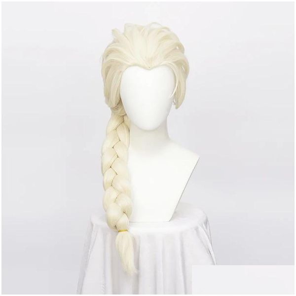 Perruques synthétiques Ccutoo Elsa perruque blonde tresse style cosplay Halloween carnaval fête jouer rôle ajouter bouchon livraison directe produits capillaires Otd4S