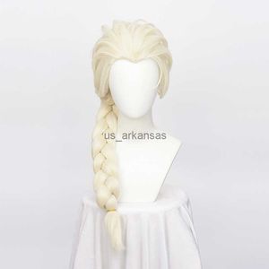 Synthetische pruiken Ccutoo Elsa Wig Synthetische blonde Braid Styled Cosplay Wigs Halloween Carnival Party Play Role + Wig Cap HKD230818