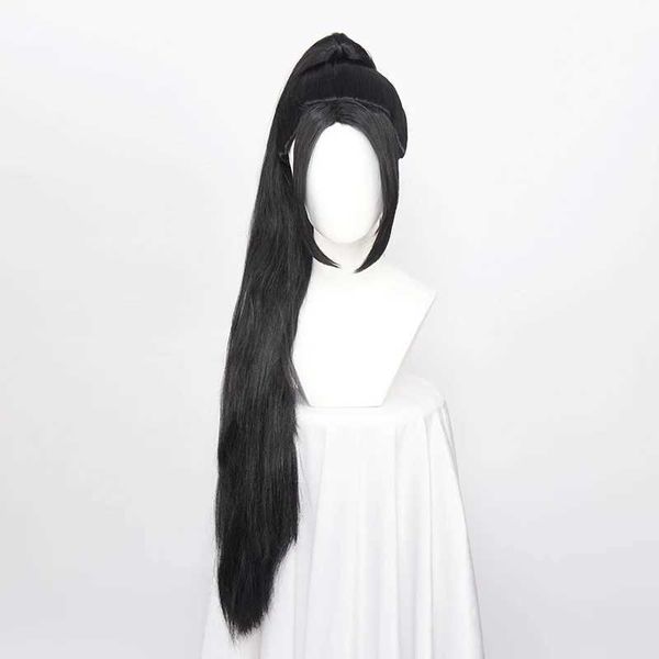 Perruques synthétiques ccutoo perruque Valorant Sage Cosplay perruque longue noir femmes perruque avec queue de cheval amovible cheveux synthétiques résistant à la chaleur Halloween 240318