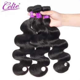 Perruques synthétiques Celie Hair Body Wave Human Bundles Remy Weaves 3 Deal 1030 pouces 231215