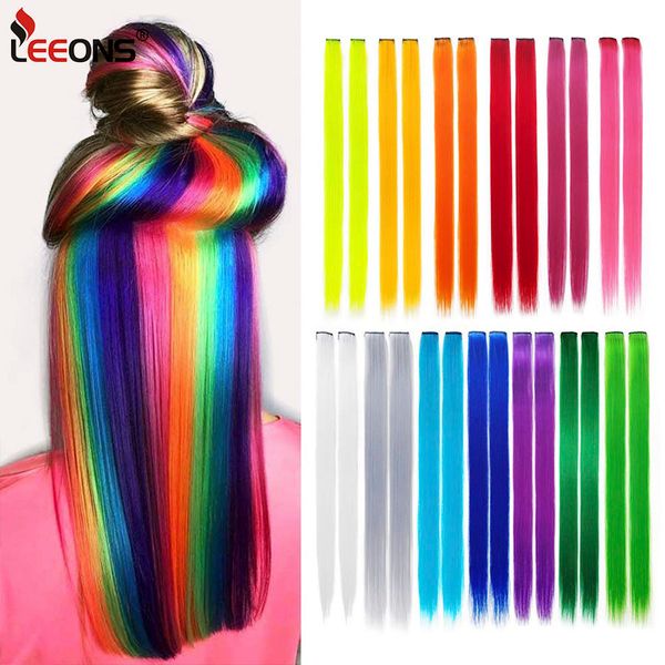 Pelucas sintéticas Clip In s Rainbow Hair Straight 18 