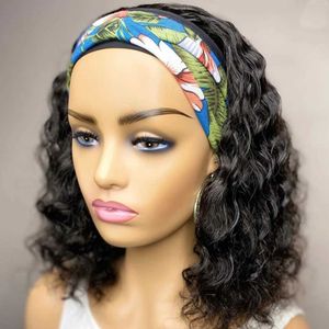 Perruques synthétiques Perruques de Cosplay Afro crépus bouclés court Bob perruques bandeau perruques pour les femmes noires 180% vague d'eau perruques de cheveux synthétiques 240328 240327