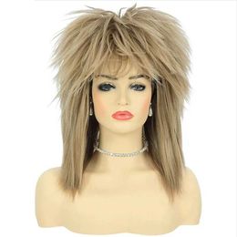 Synthetische pruiken Cosplaypruiken HAIRJOY Jaren '80 Tina Diva Kostuumpruik voor vrouwen Groot haar Blonde Rocker Mullet Pruiken Glam Punk Rock Rockstar Cosplaypruik 240328 240327