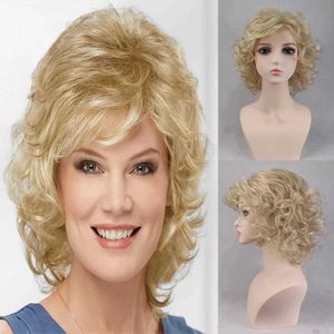 Synthetische pruiken Cosplaypruiken HAIRJOY Dames Synthetisch haar Pruiken Kort Krullend met pony Schouderlengte Blond Grijs Wit Bruin Pruik 240329