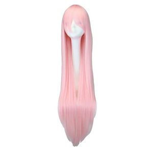 Synthetische pruiken Cosplaypruiken QQXCAIW Lang recht Cosplay Lichtroze 40 100 cm Pruiken van synthetisch haar 240328 240327