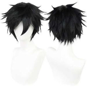 Synthetische pruiken Cosplaypruiken Universeel Kort Cosplaypruik Zilver Rood Roze Blond Grasgroen Zwart Recht Herenpruik voor Halloween Cosplay Kostuum Feest 240329